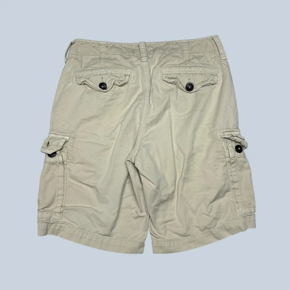 American Eagle Mens Khaki Cargo Shorts Tan Cotton Utility Size 30 1264